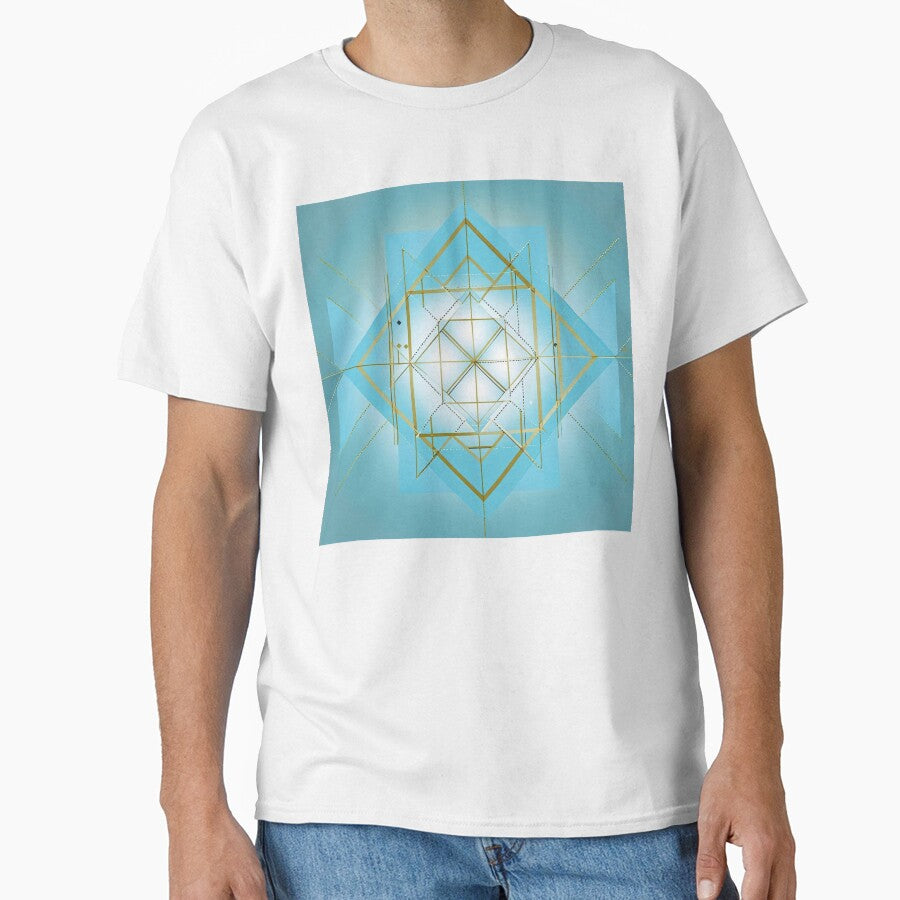 Sacred Geometry Angular Grid System Design – Minimal Gold Line Structure on Teal Background by ArtivaNest