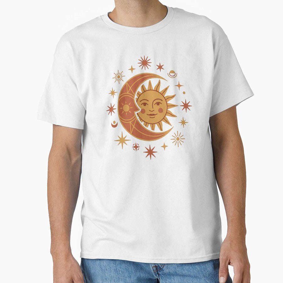 Vintage Boho Celestial Sun and Moon Face by TeNovaStudio