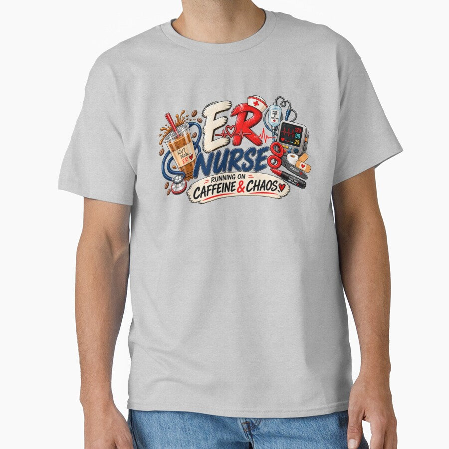ER Nurse – Running on Caffeine & Chaos | Funny Emergency Room Nurse by HO•Designs