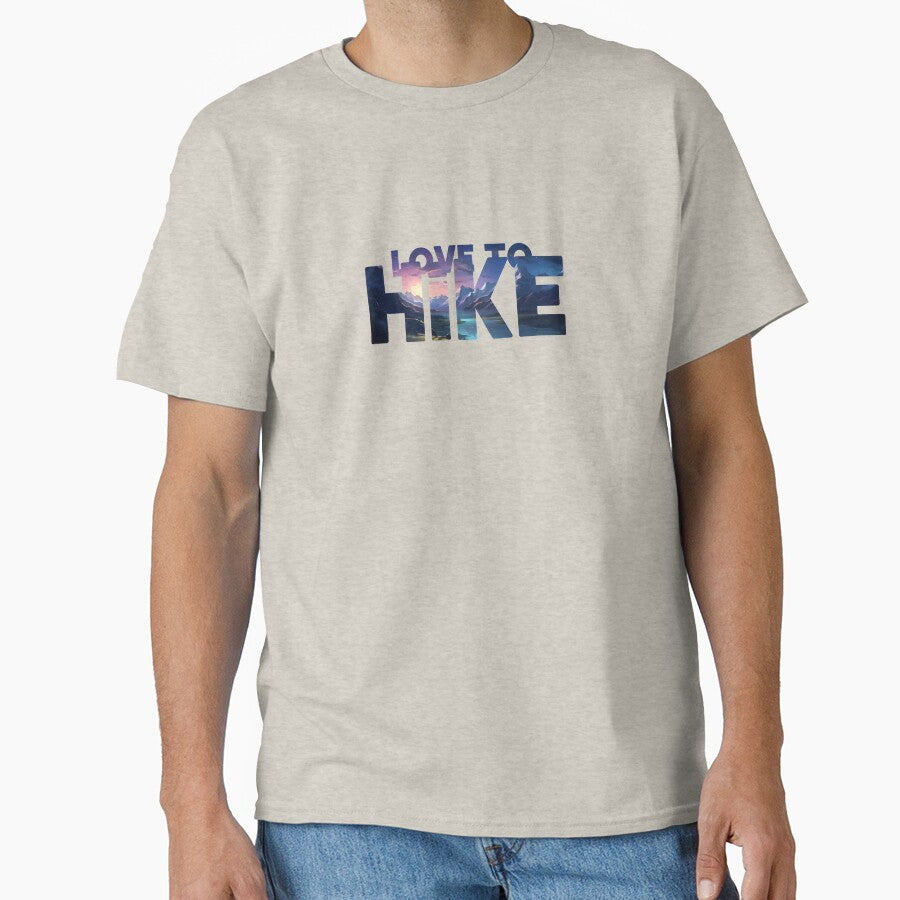 Love to Hike Mountains – Night Landscape Illustration – Adventure Outdoors Nature Artwork by Art Happens
