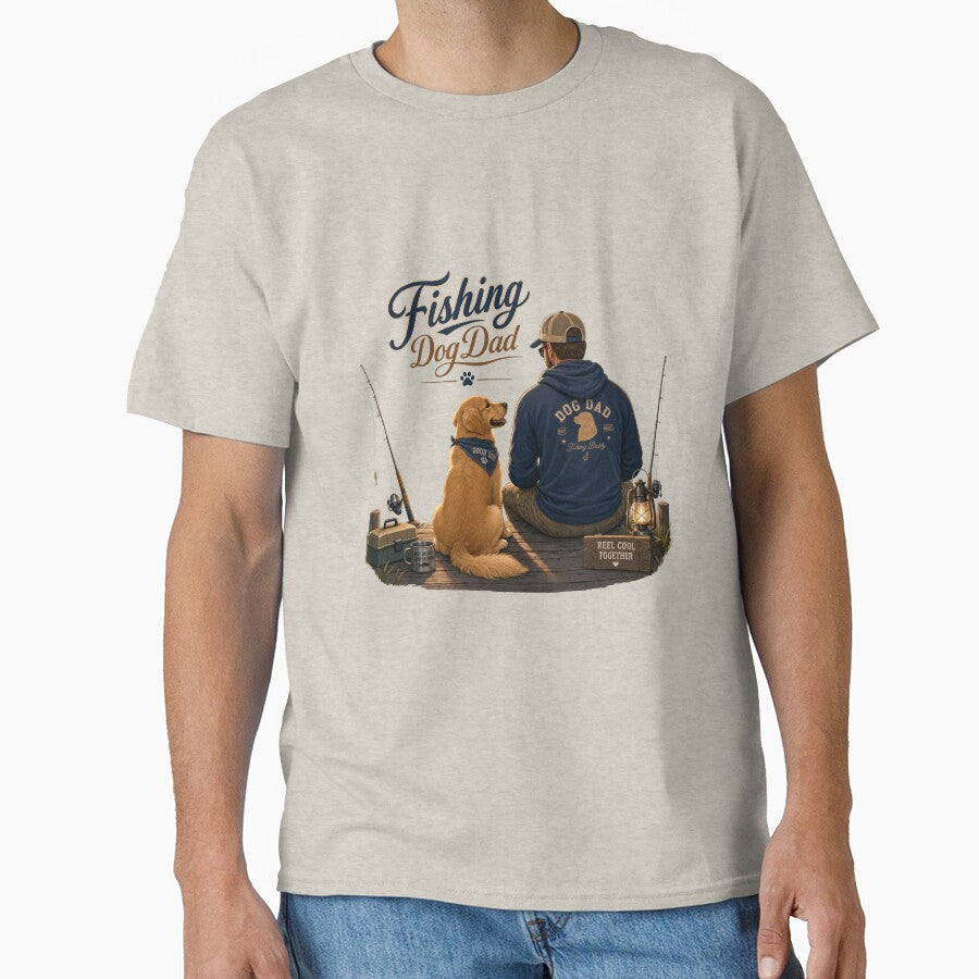 Fishing Golden Retriever Dog Dad Sunset Kawaii T-Shirt by Ashley critters