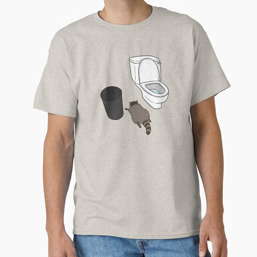 Hungover Raccoon Bathroom Meme – Funny Trash Panda Illustration by SimplyJasper