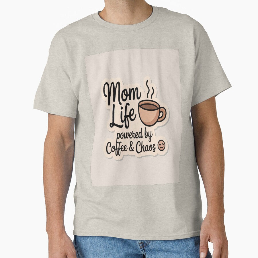Mom Life Powered by Coffee & Chaos Sticker | Funny Mom Life Quote by sweetyrana123