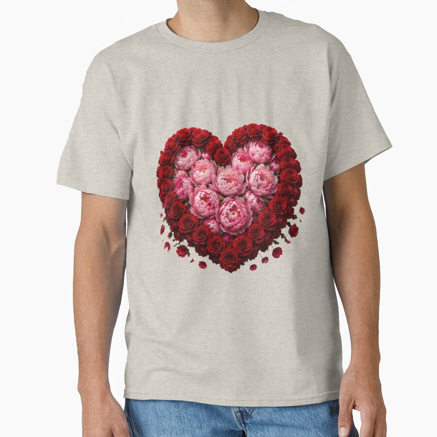 Romantic Red Rose and Pink Peony Floral Heart Sticker by Scro-Ciob-Shop