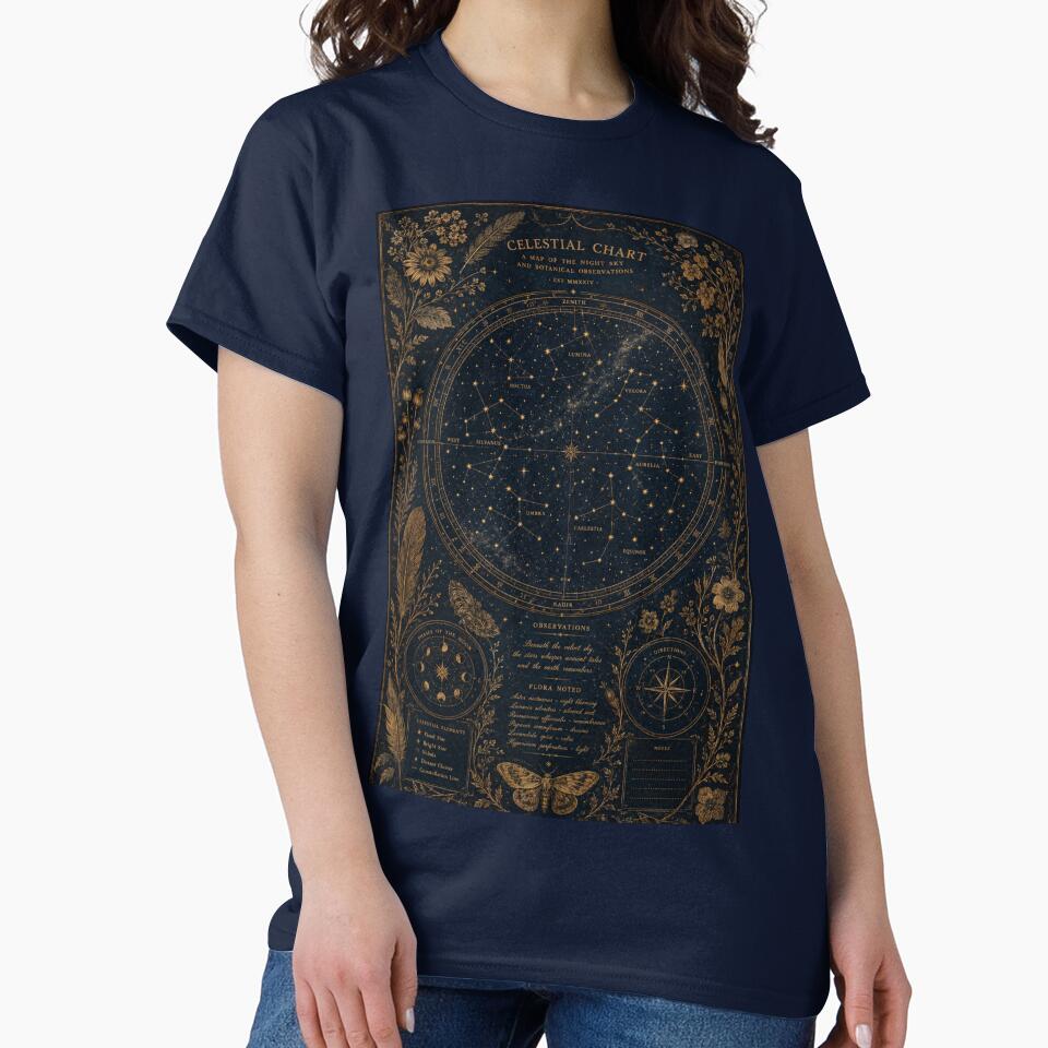 Dark Academia Vintage Celestial Map – Botanical Star Chart Astronomical Art | Dark Academia Wall Art by irfanshikh