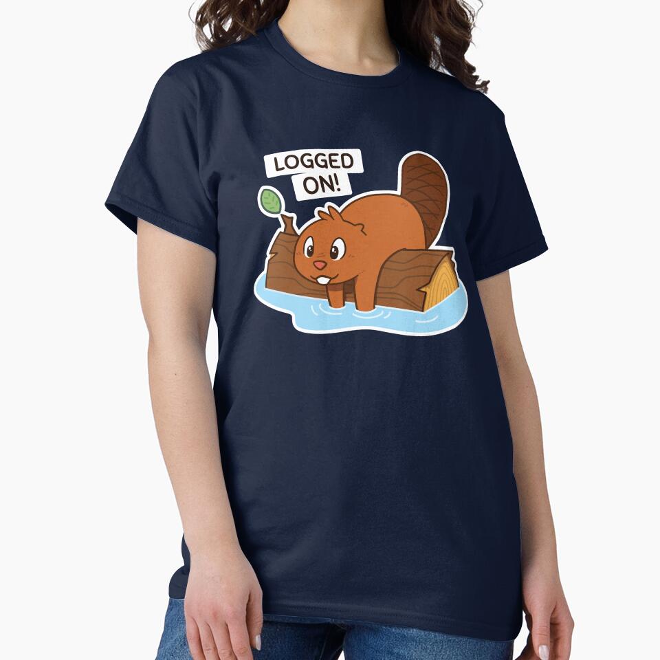 Logged On! Beaver - Dark Shirt by BuffaloPanic