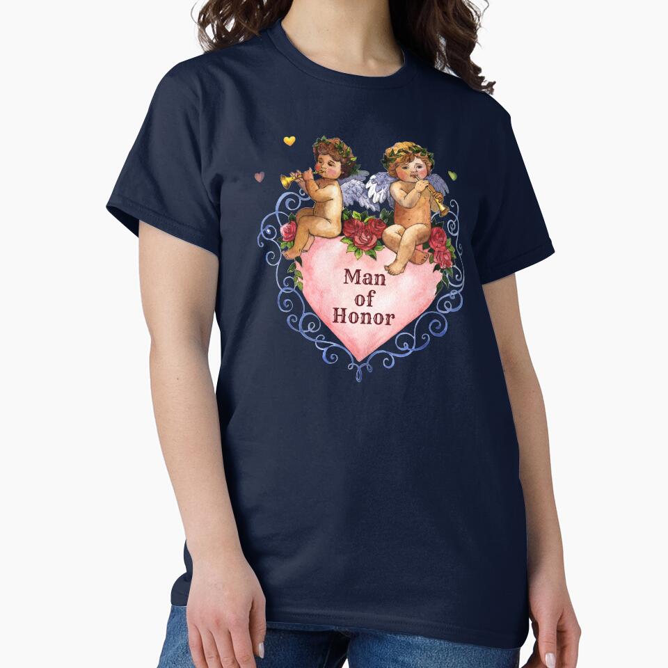 Wedding party gift man of honor angels cherubs heart blue by GrammarDance