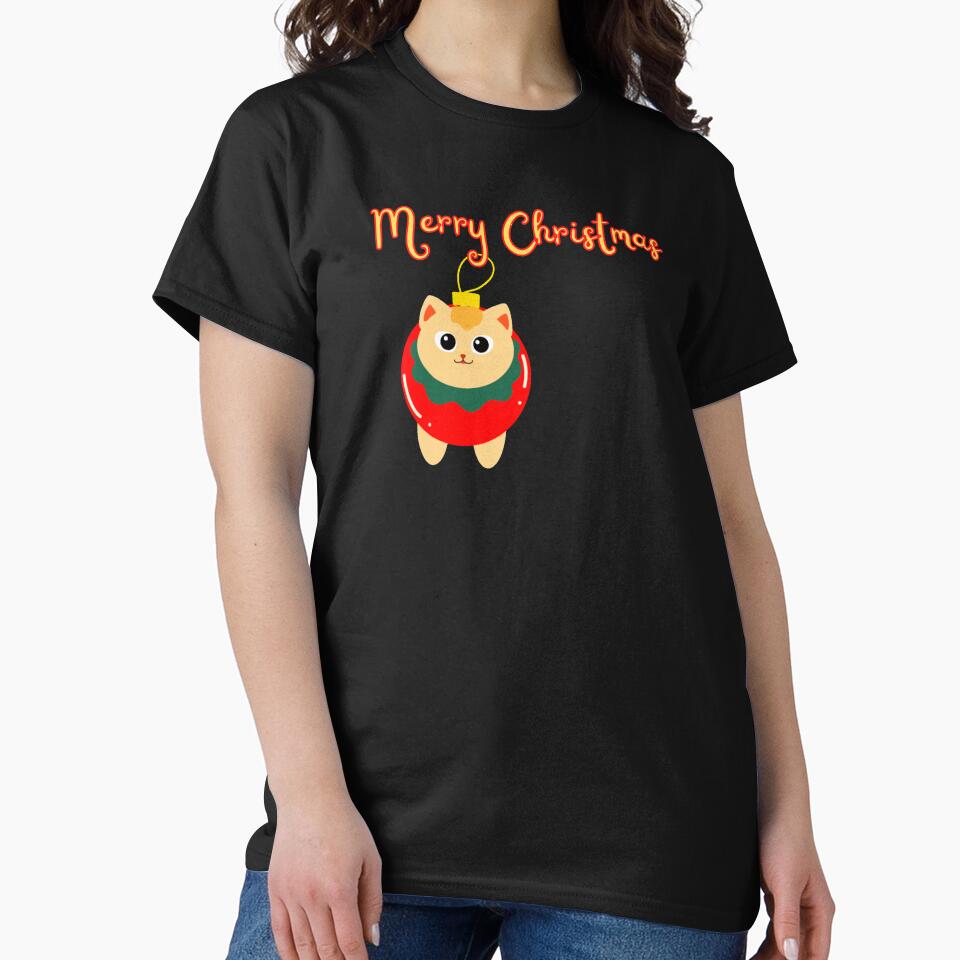 Adorable cat Christmas tree ornament - Funny Merry Christmas cat design by Theleochick