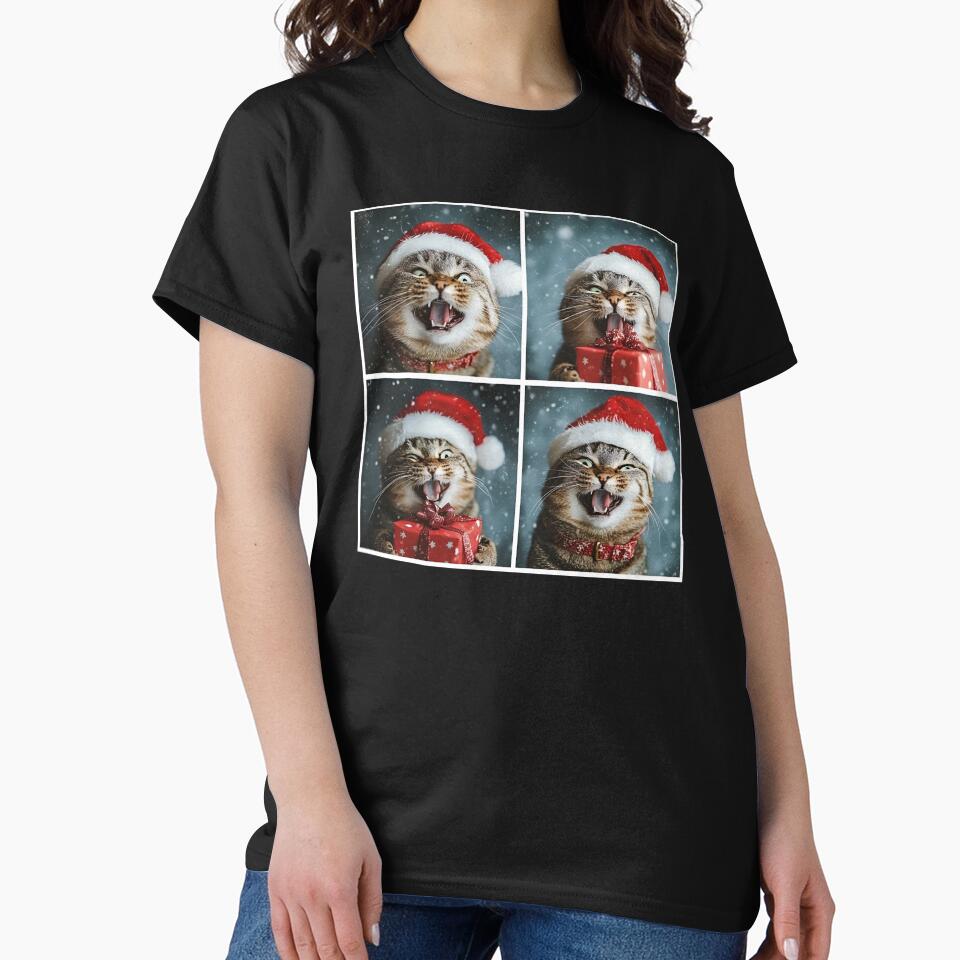 Tabby Cat Santa Hat Photobooth – Hilarious Christmas Cat Design for Cat Lovers by RockFireMerch
