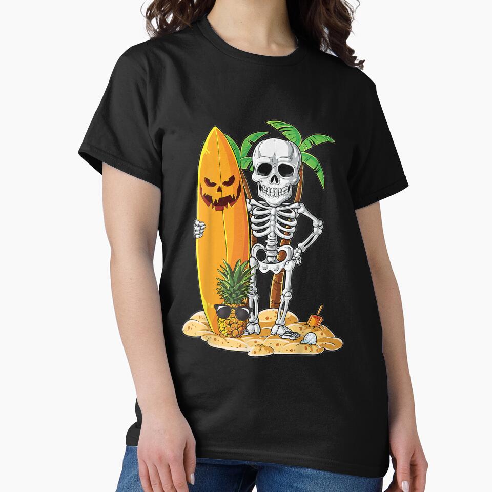 Skeleton Surfing Halloween Gifts Hawaii by harolhaw