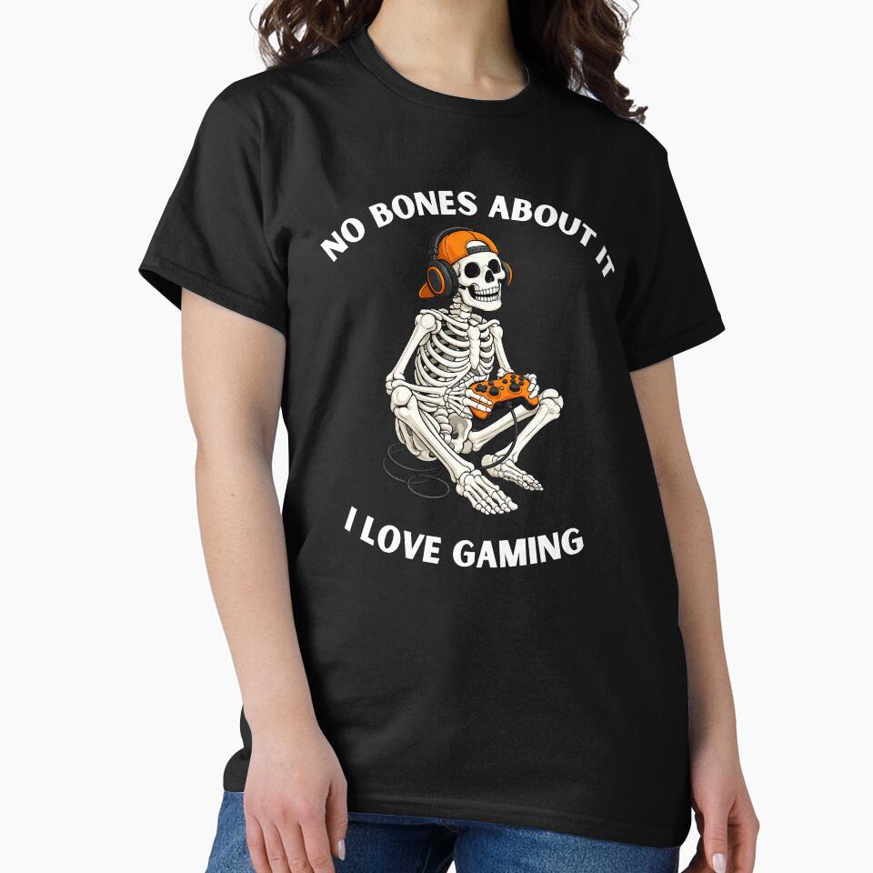 Skeleton Playing Games, Funny Halloween Skeleton Shirt by MalwasBasket