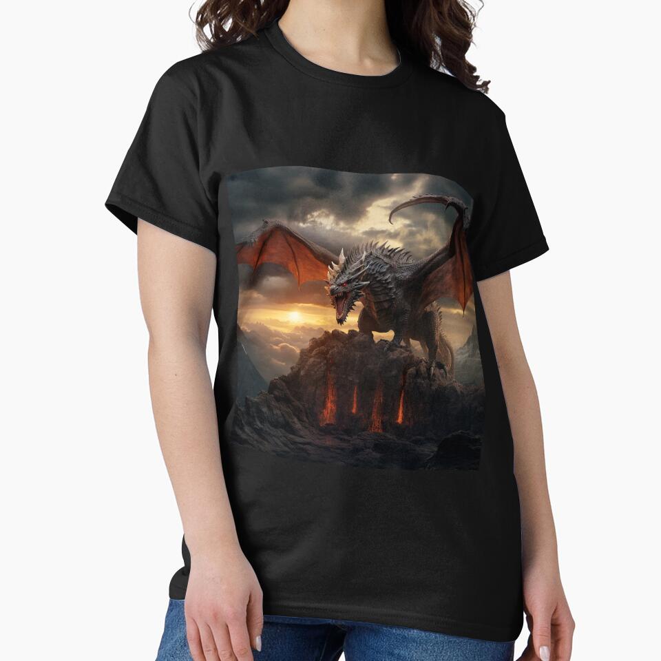 Dark Fantasy Landscape - Roaring Red Dragon by Fantasy Masterpiece