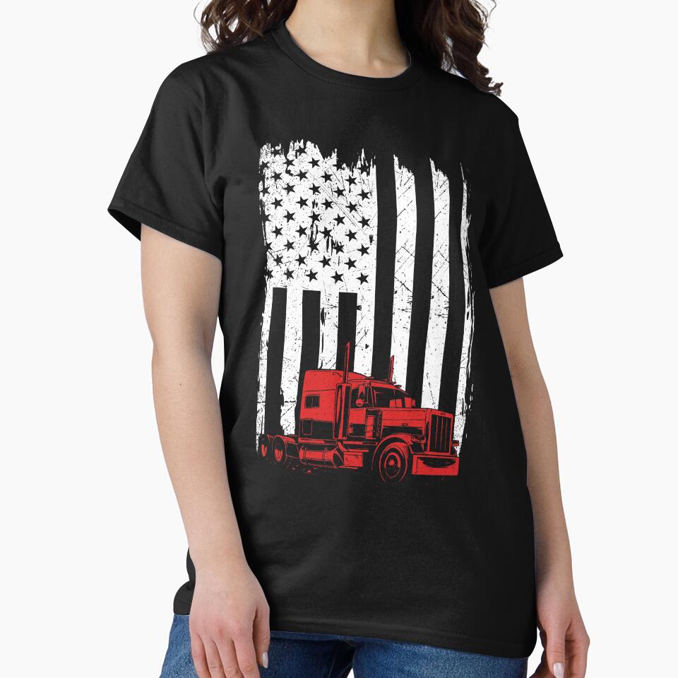 Trucker Flag Tshirt by SunsetGloww