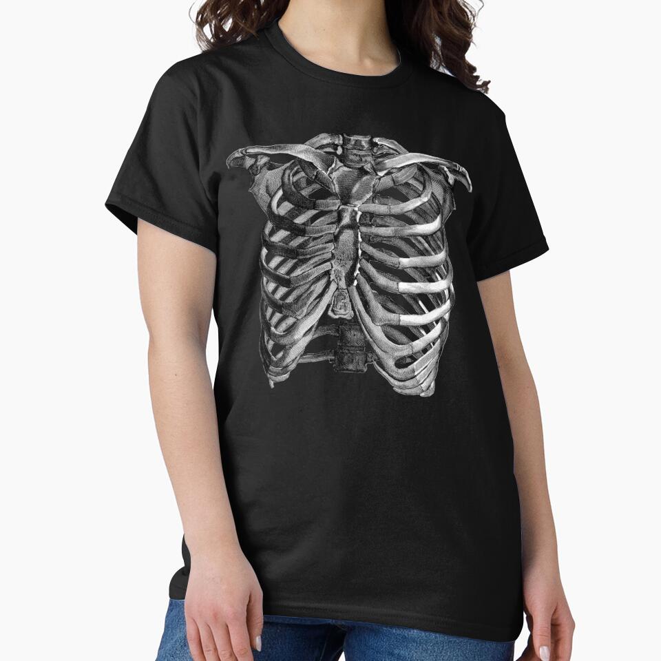 Vintage Skeleton Ribcage Torso Cool Monochrome Illustration Look by TrulyEpoque
