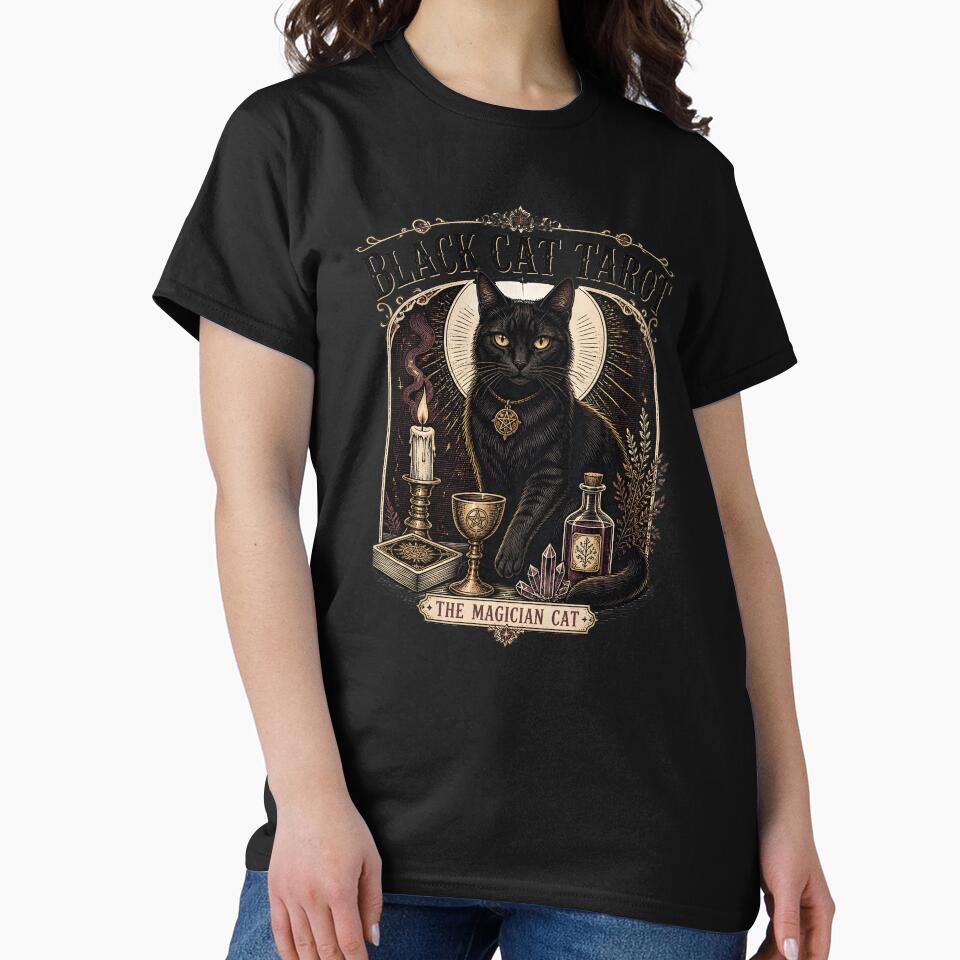 BLACK CAT TAROT The Magician Cat Halloween Gothic Engraving by RoyesButler