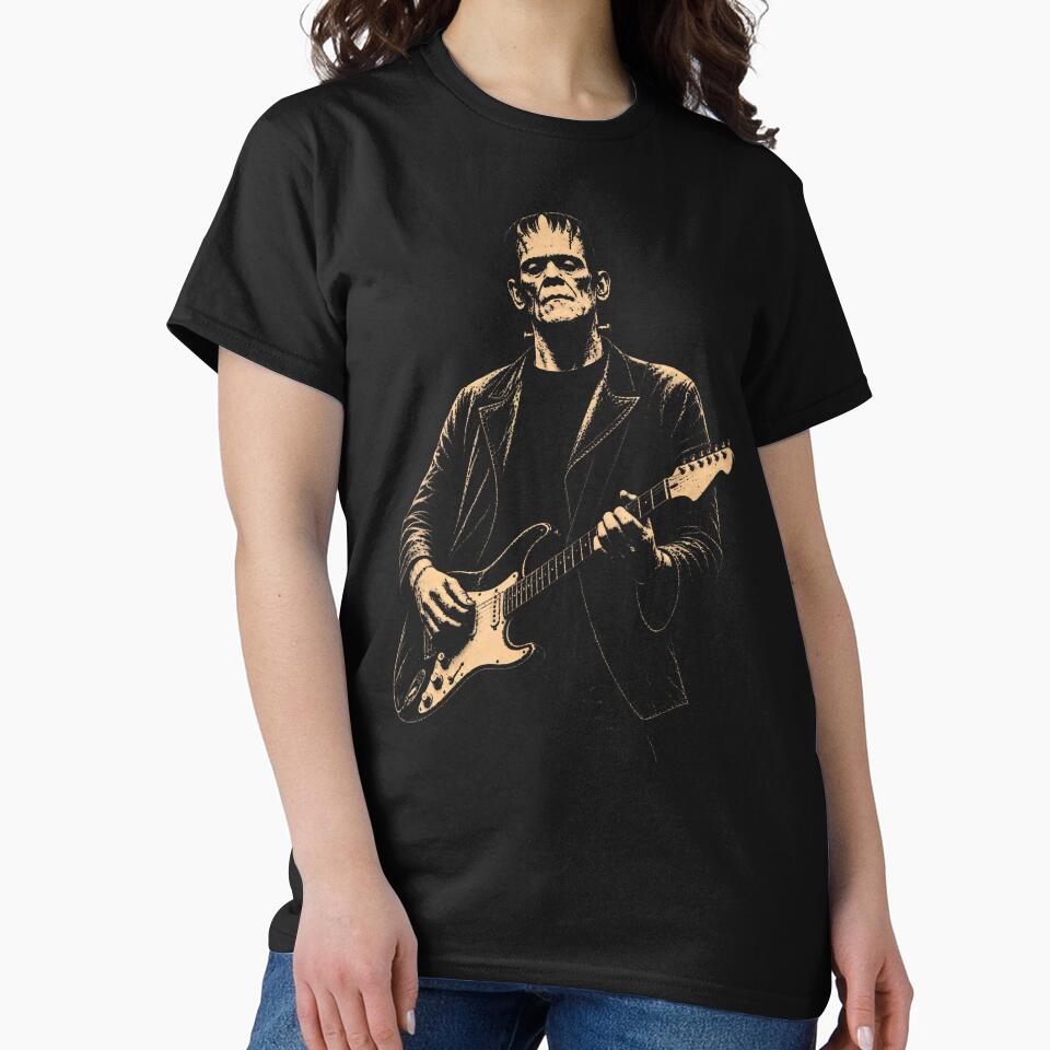 Vintage Frankenstein Playing Guitar Halloween Frankenstein by RealestInternet
