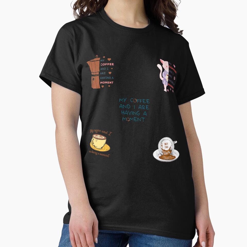 My Coffee And I Are Having A Moment Sticker Pack – Moka Pot Latte Grounds Kitty by The Green Corner