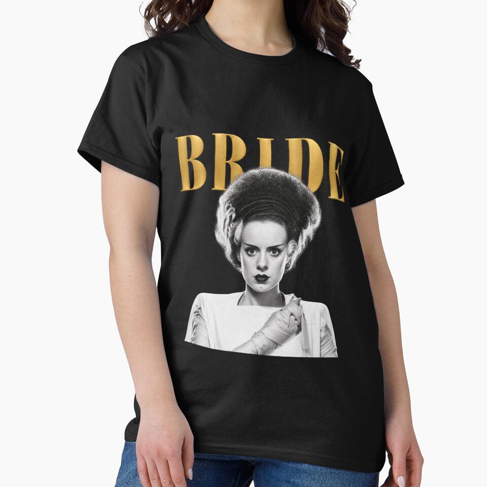 Bride Of Frankenstein 90s Bootleg Design, Gothic Horror Movie, Gold Magazine Cover by SpookyShadesLab