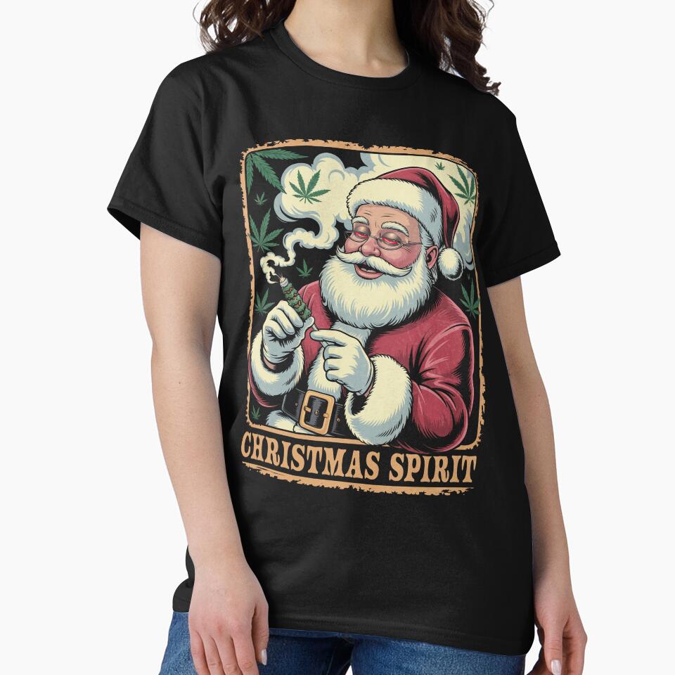 Christmas Spirit Funny Vintage Santa Claus Smoking by Ortigzitoun
