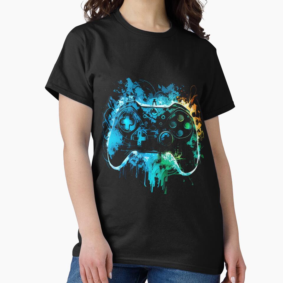 Neon Gaming Controller Splash Art Design by Daisy Doodles