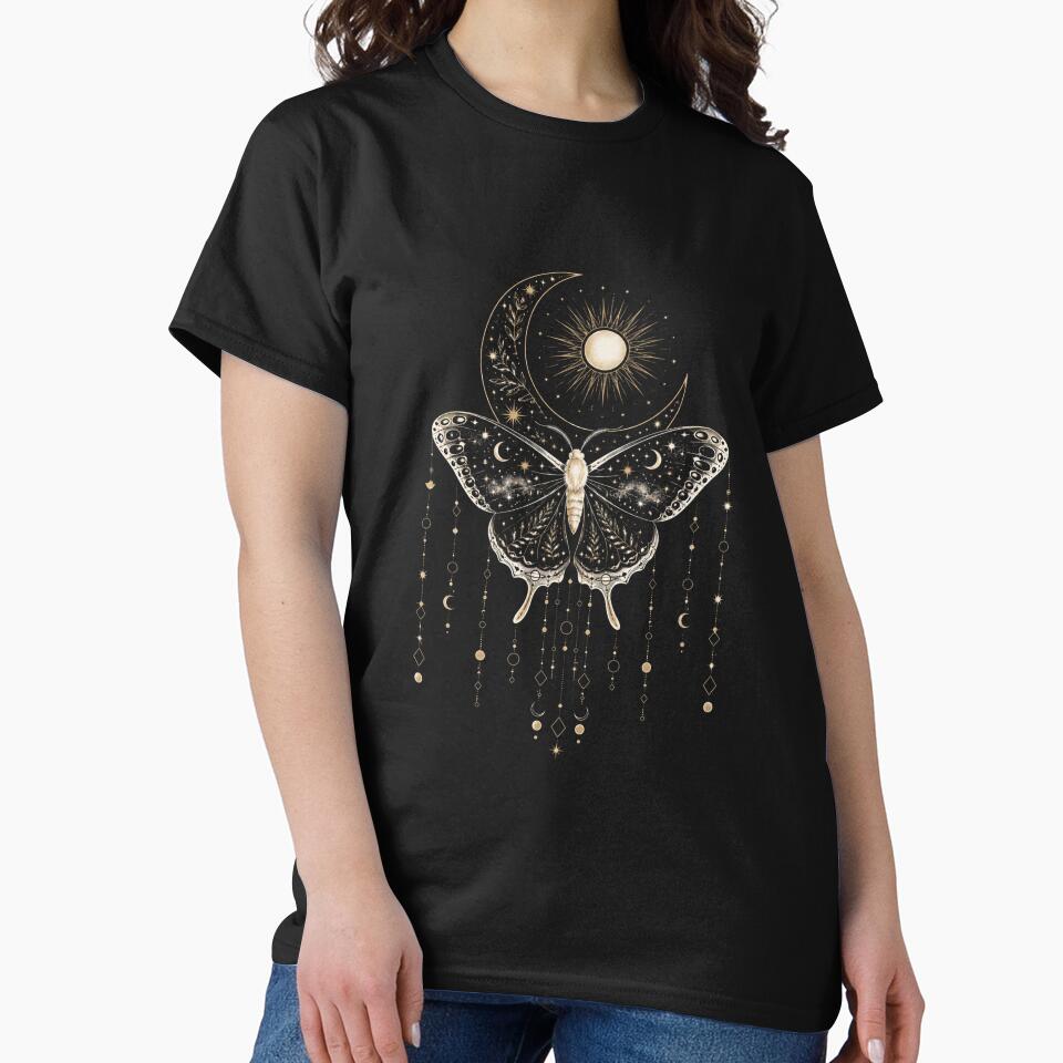 Celestial Luna Moth | Mystical Moon & Sun Gothic Boho Nature Design by MonaRose_Art