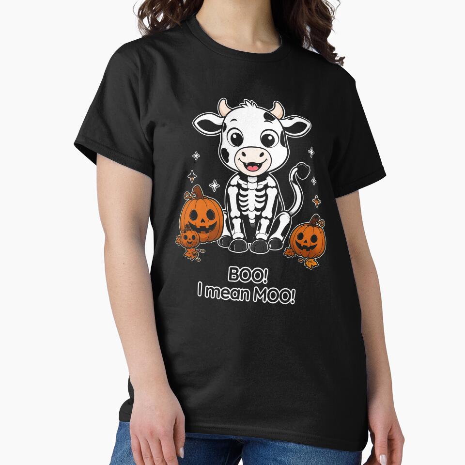 Skeleton Cow - Halloween Cow with Pumpkins by MaddyDesignsCo