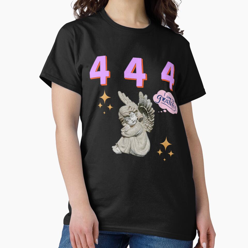 444 Angel Number Design | Aesthetic | Manifest | Manifestation | Grateful | Angels | Spiritual | Gratitude Journals | Pink |  tshirts, mugs, stickers, posters by TeenLake
