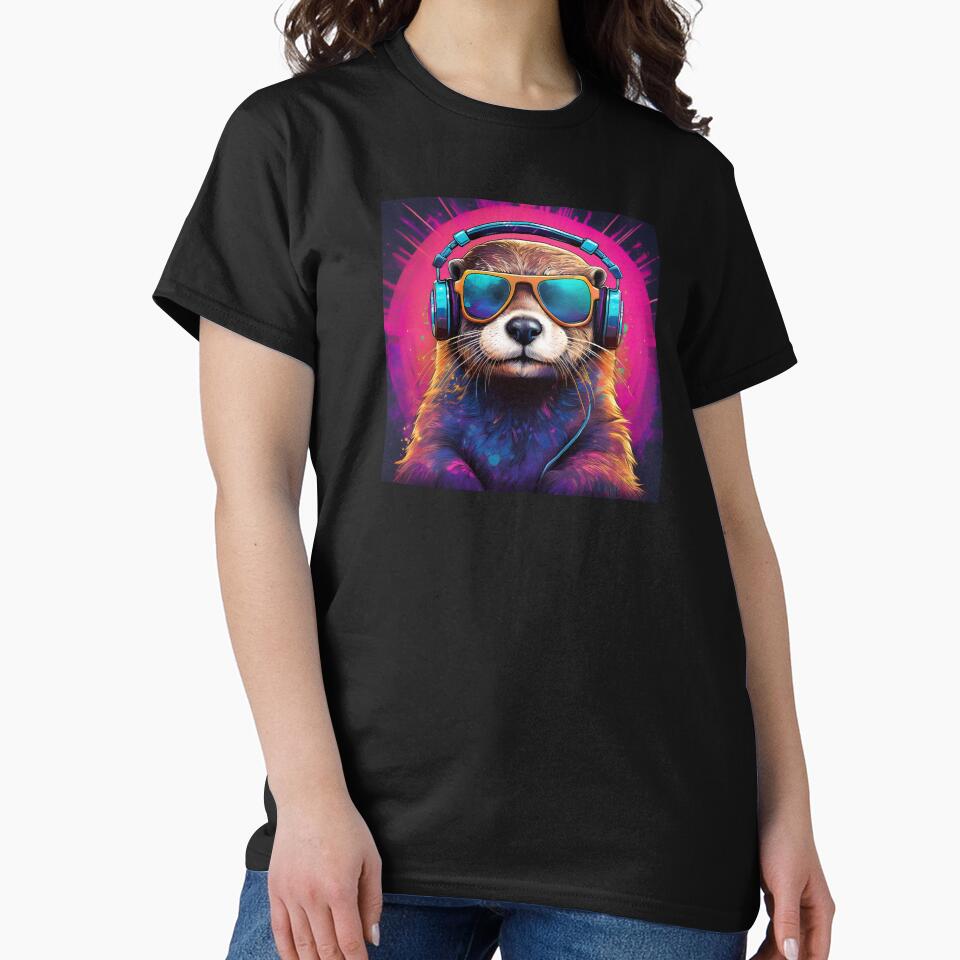 Otter in Headphones and Shades Synthwave by Boxing Kangaroo Retail Company