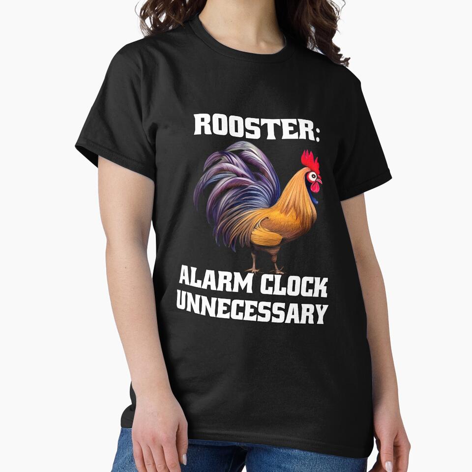 Funny Chicken Farmer Humor Rooster: Alarm Clock Unnecessary by fantasticdesign