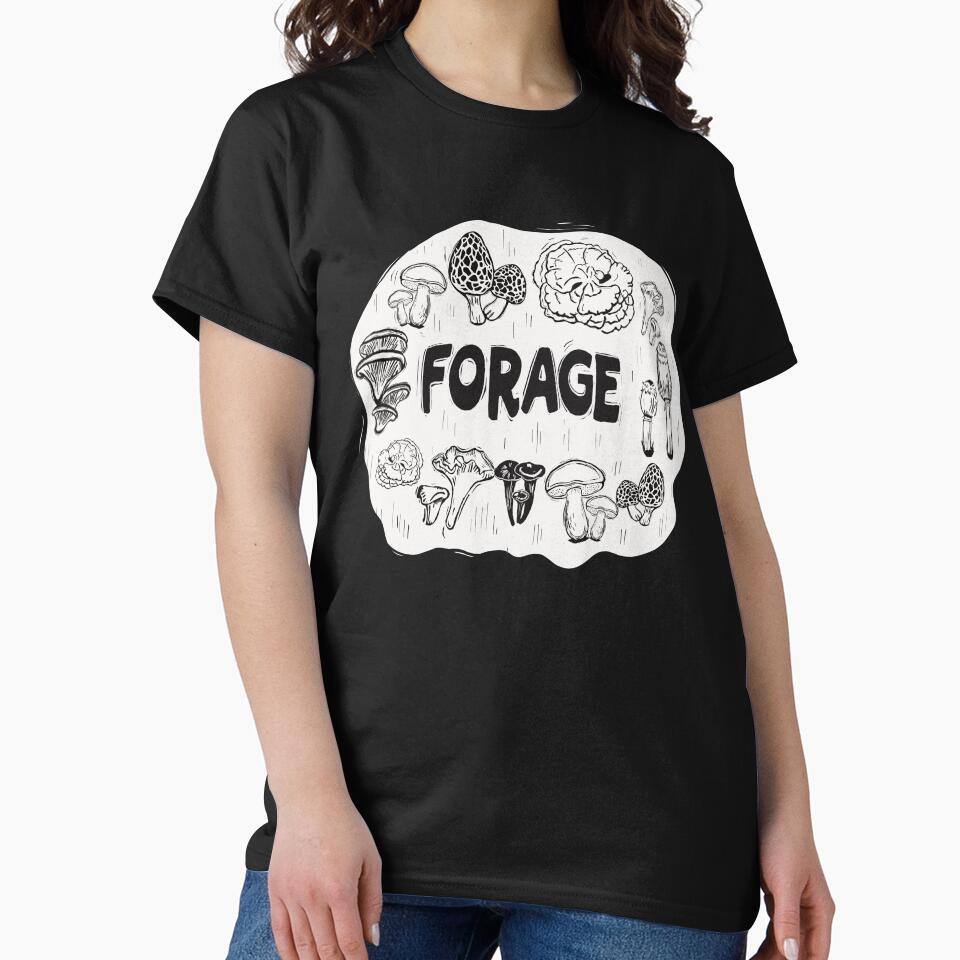 Forage ~ Mushroom Foraging Design ~ Linoleum Block Style ~ Nature and Forest Inspired by jodibeingjodi
