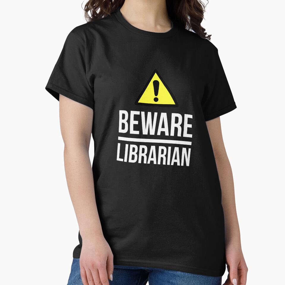 Beware Librarian Gift for Librarians by mudrockdesign
