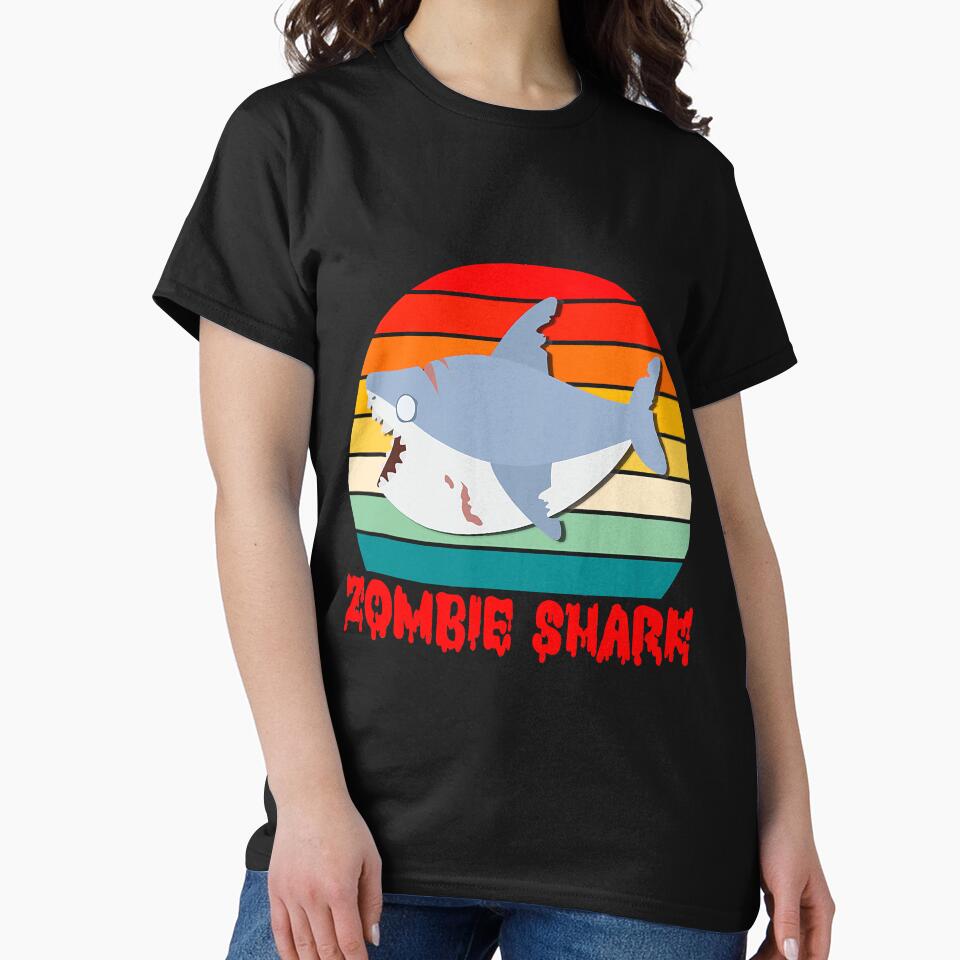 Zombie Shark Retro Sunset Vintage by BundlerVq