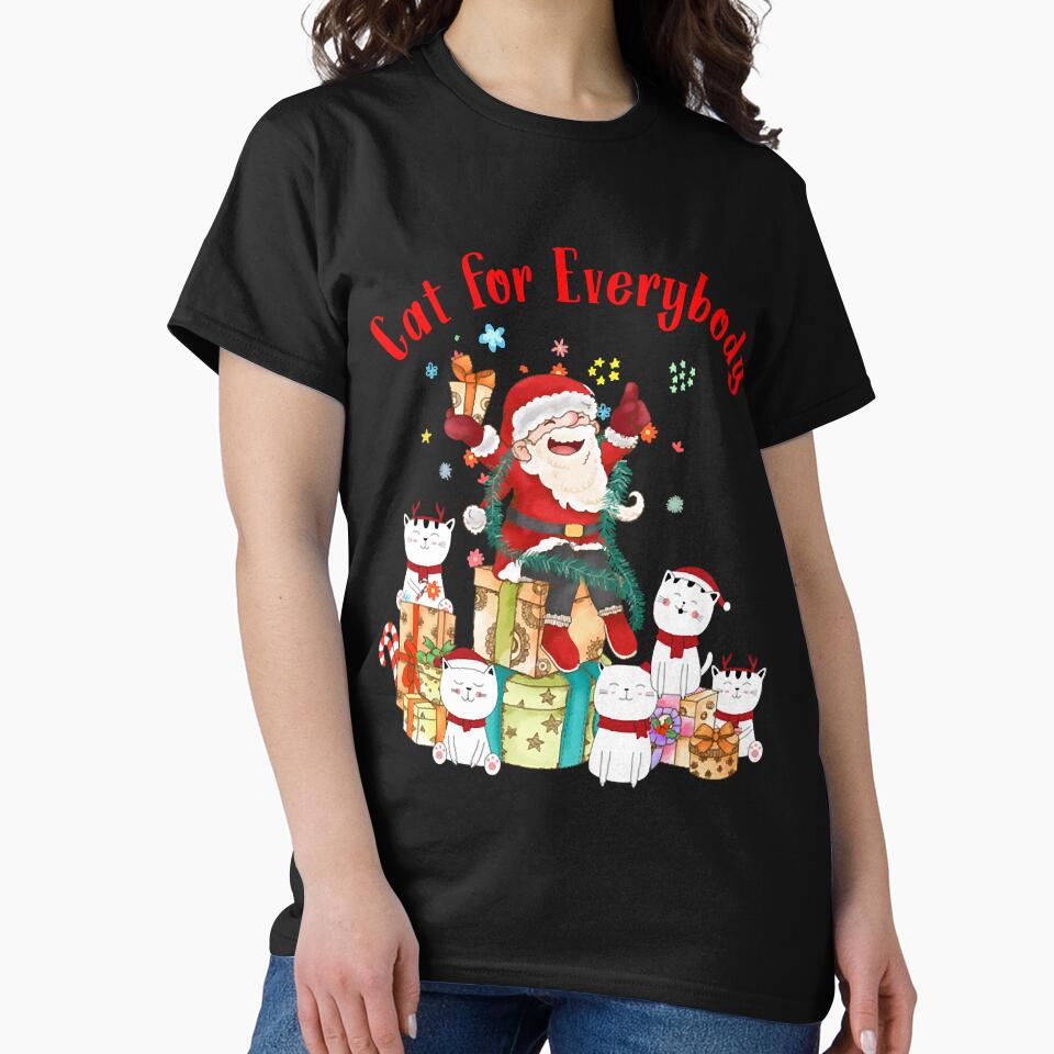 Christmas cat for everybody t-shirt Christmas Santa cat with Santa hat t-shirt Christmas cat by JudyJenni82877