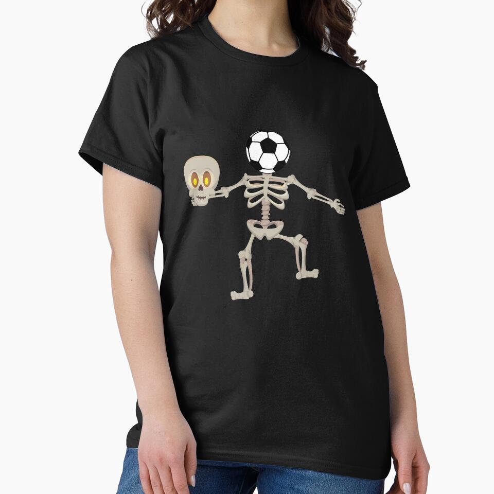 Funny Skeleton Holding Head With Soccer Ball Halloween by ijdesigns