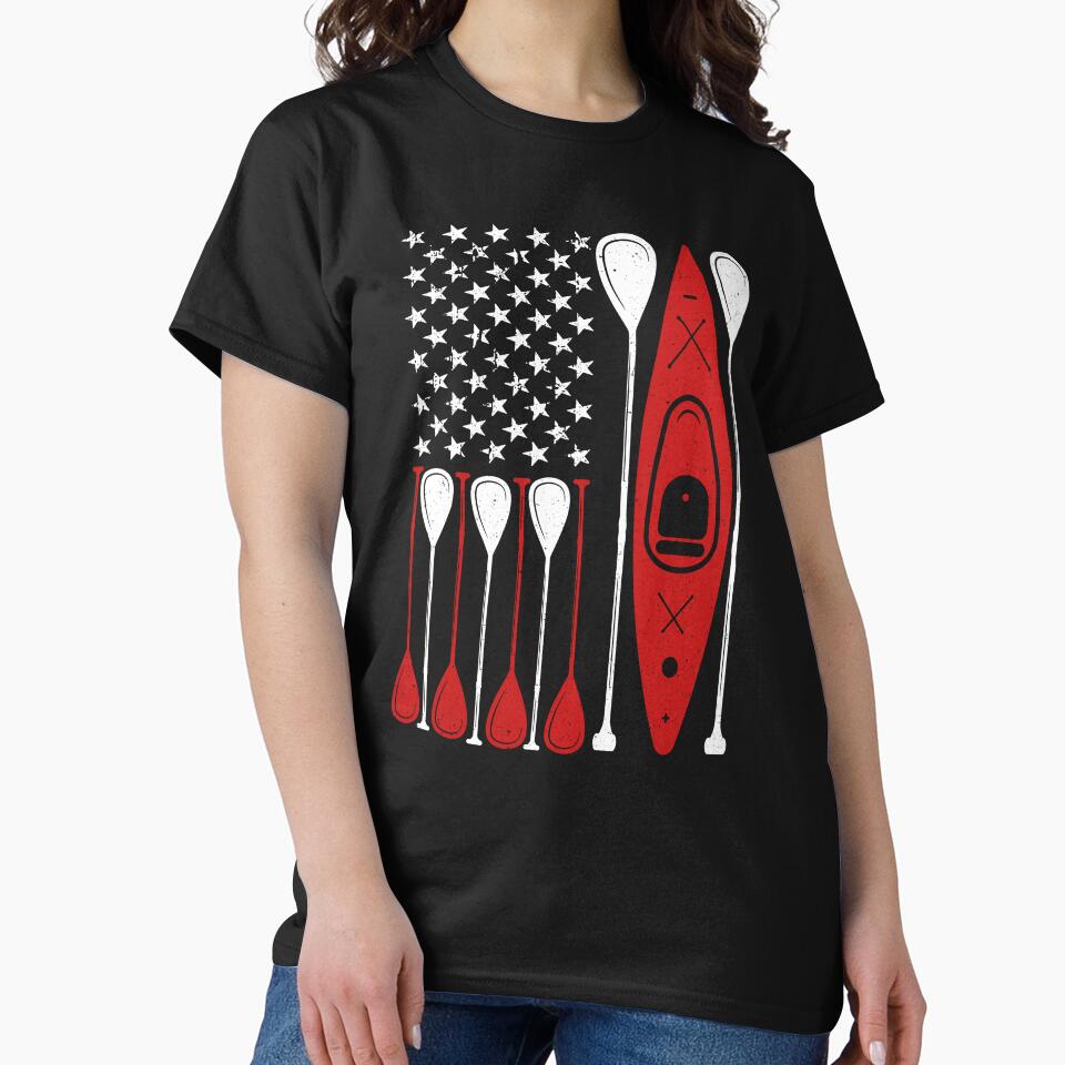 Kayak US Flag Tshirt by SunsetGloww