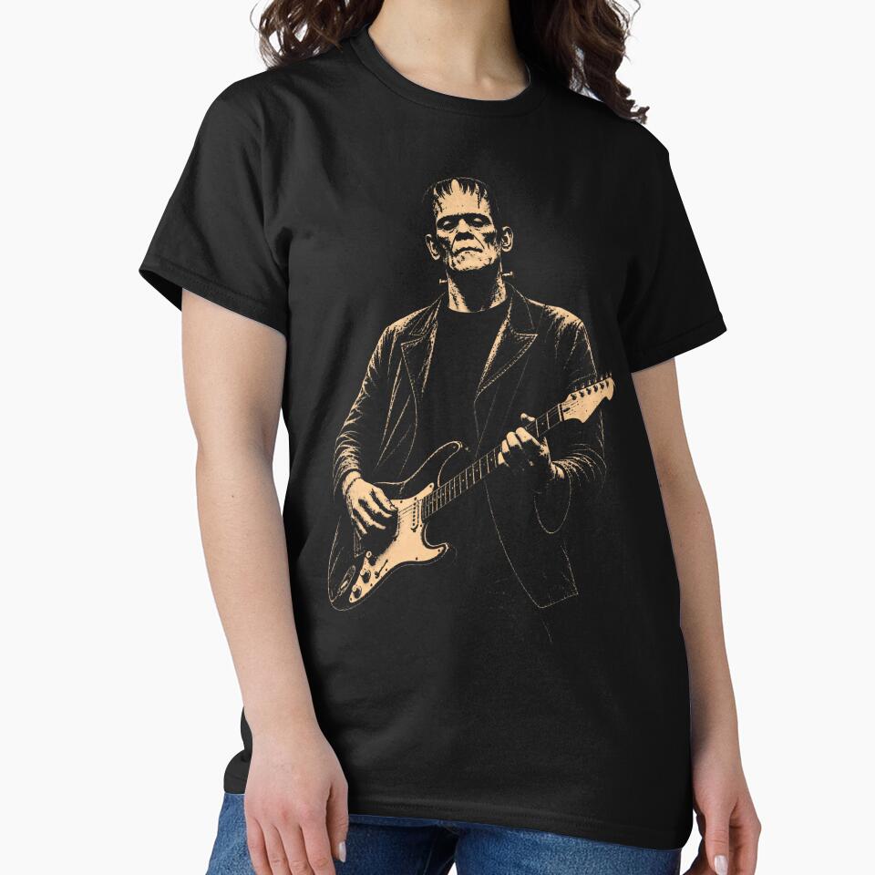 Vintage Frankenstein Playing Guitar Halloween Frankenstein by Strow--bary