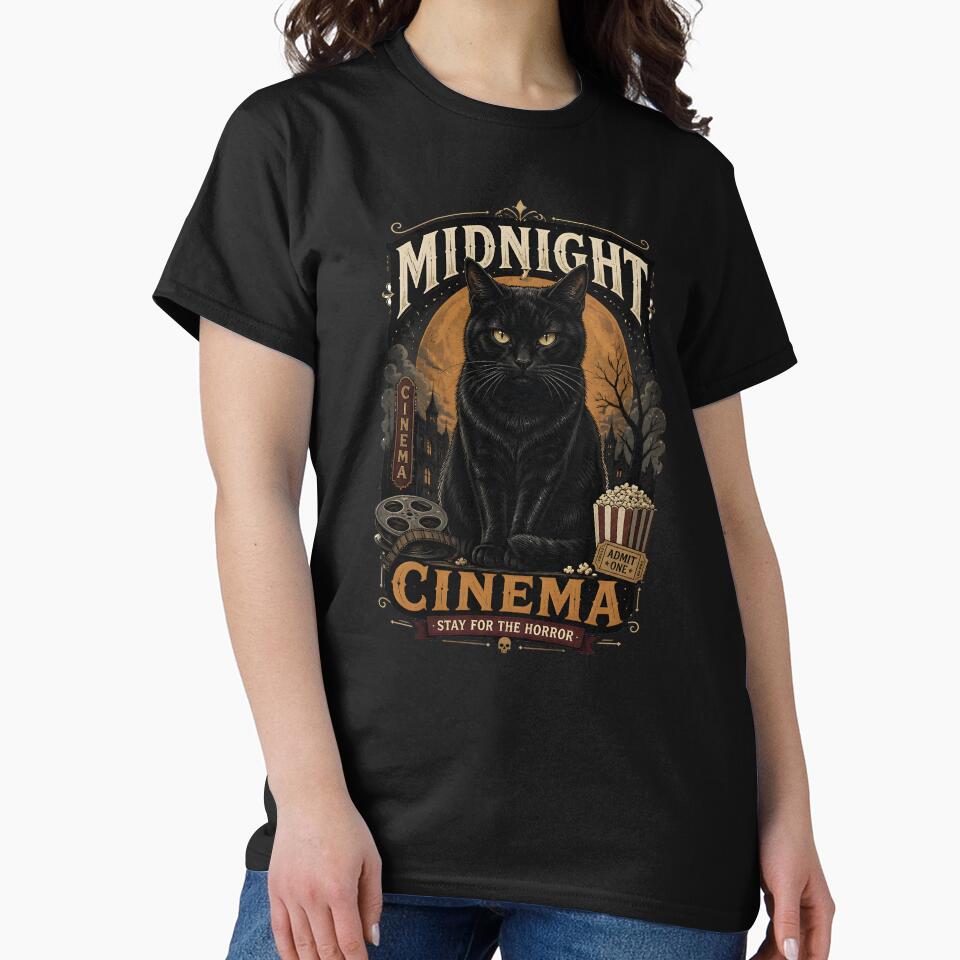 Midnight Cinema Cat Retro Halloween Poster Halloween by RoyesButler