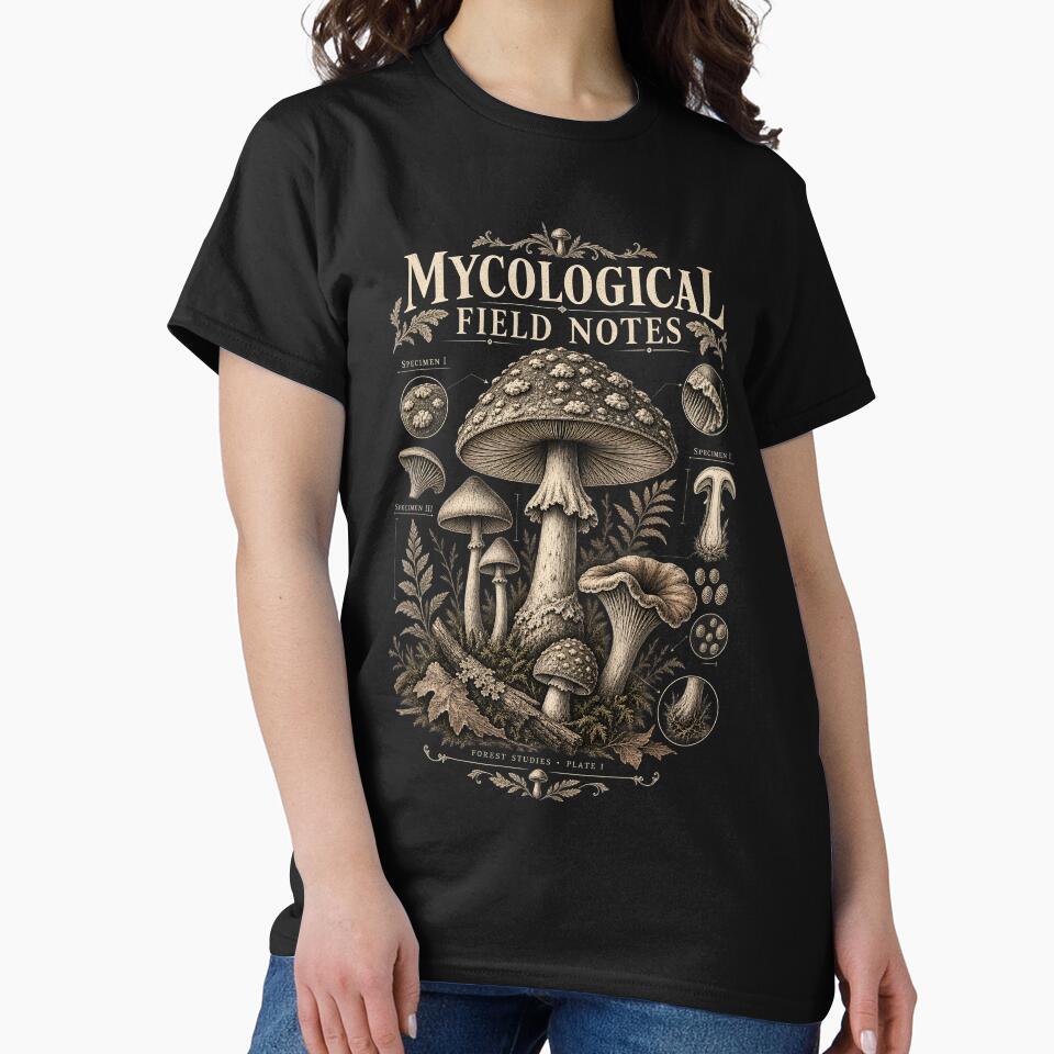Vintage Mycology Field Notes – Antique Mushroom Engraving by AmiGraph