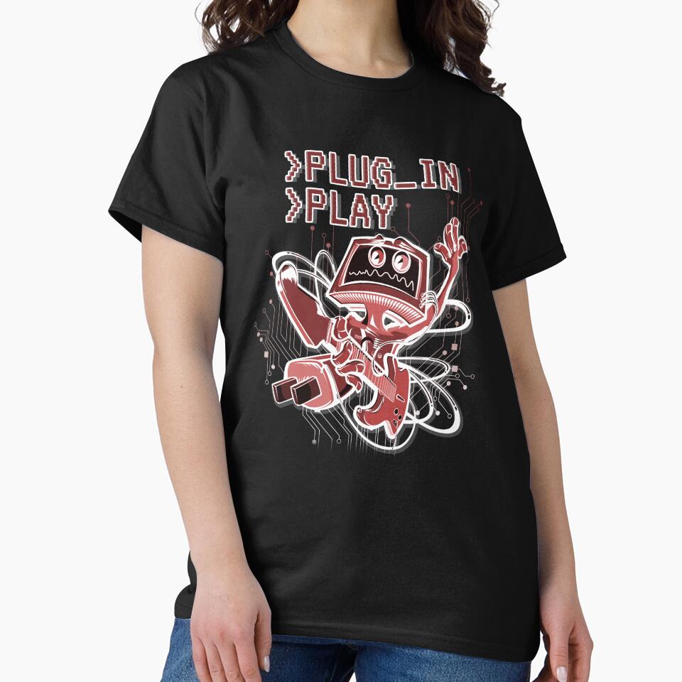 >Plug_In >Play Rockin' Music Geek Cartoon (RED) by CRHPOD20