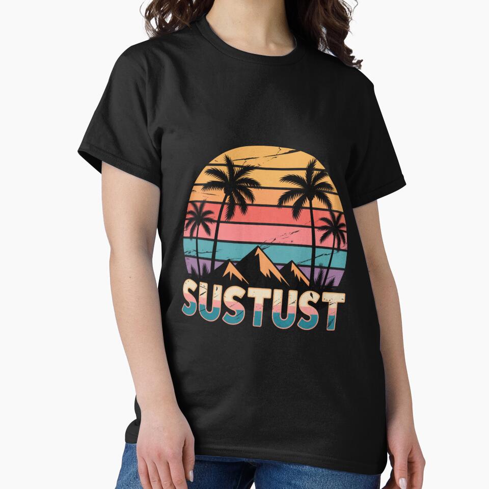 Retro Sunset Palm Tree Design, Vintage Tropical Beach Sunset Shirt, Summer Vacation Aesthetic by EvolusionPro