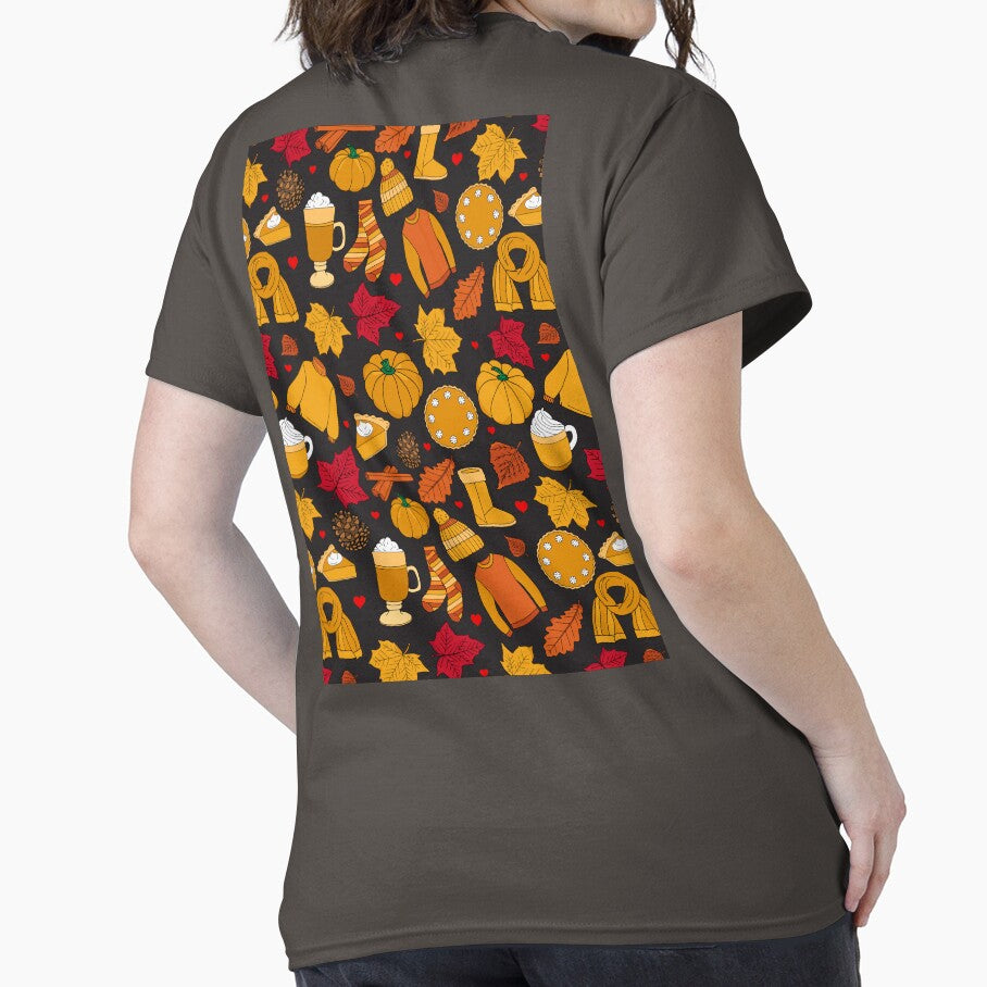 Love Fall Autumn Pumpkins Lattee Leaves Pattern by HotHibiscus