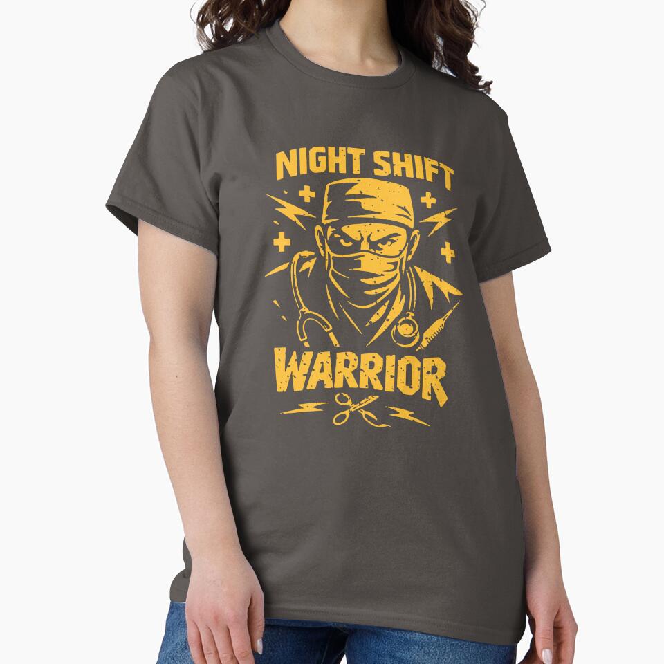 RN Night Shift Warrior – Dark Graphic Nurse Hoodie, Nurse Week Gift by KiwyStudio