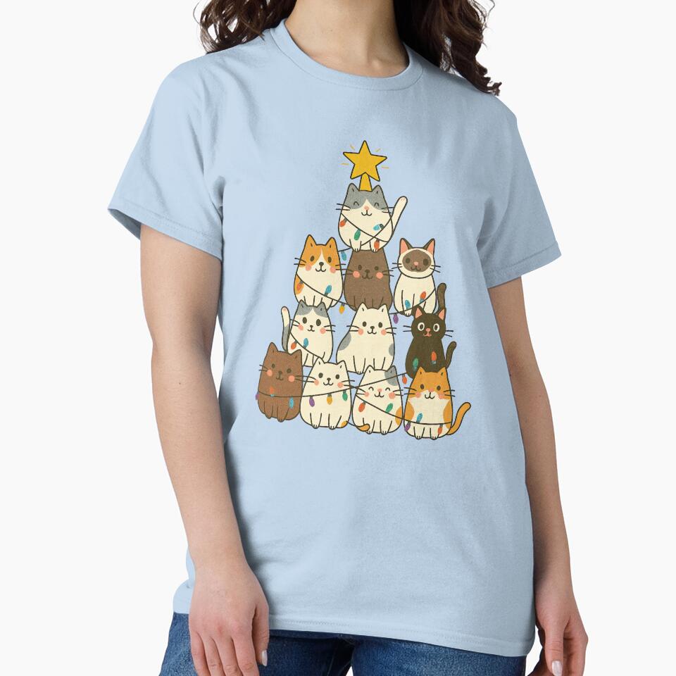 Cute Christmas Tree Cats Illustration by ArtfulWeave