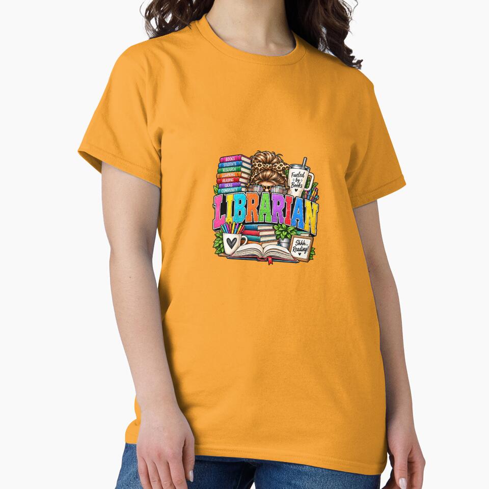 Funny Librarian Fueled By Books Reading Humor by 198tees