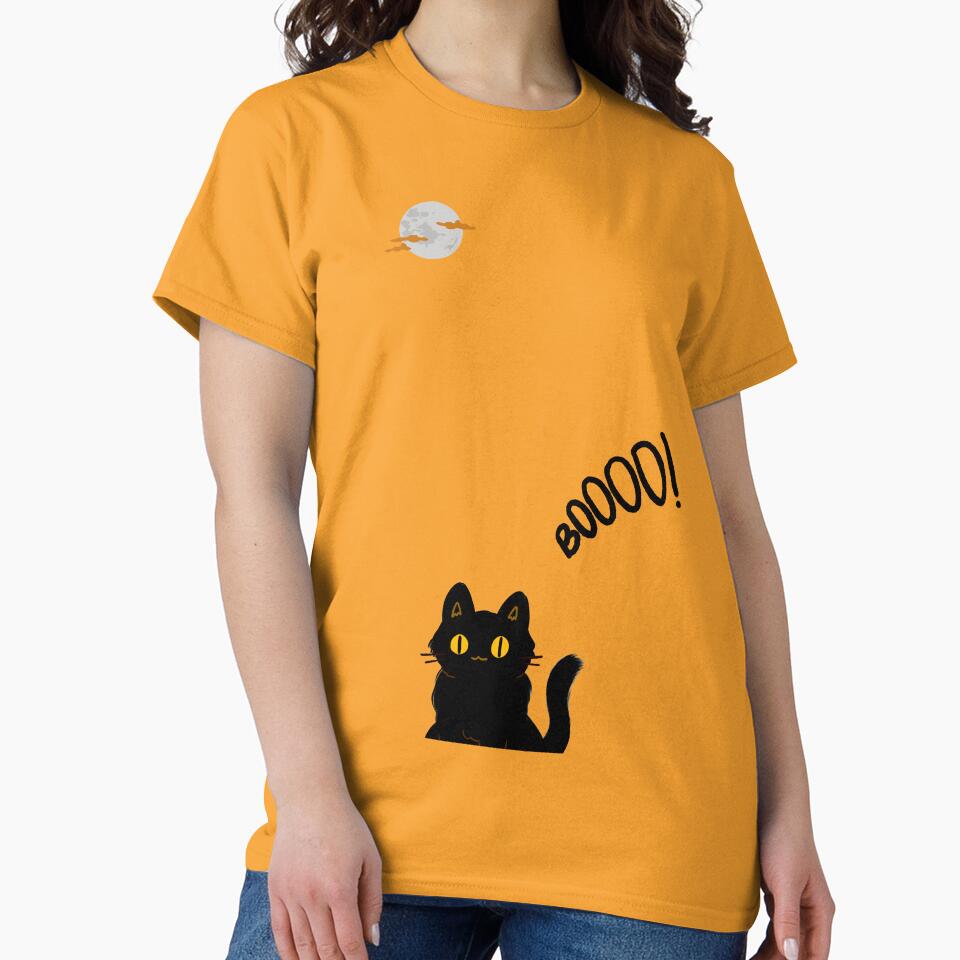 Black Cat - Boooo: Spooky Halloween Cat Design by cabana.space