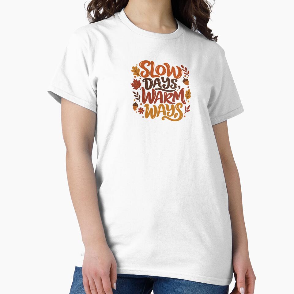 Retro Slow Days Warm Ways Autumn Typography Graphic | Cozy Fall Quote Art by Little Joy Market