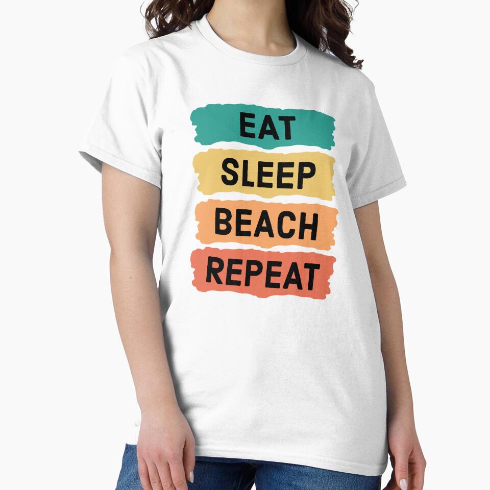 "Eat Sleep Beach Repeat" Design | Summer Apparel by SimpliText
