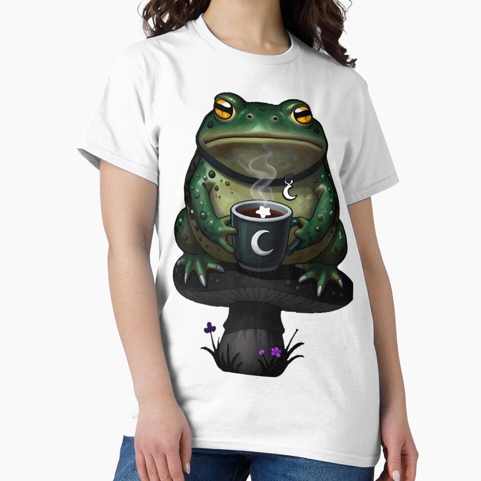 Gothic Cozy Toad with Cocoa and Tiny Crown by IllumeInk