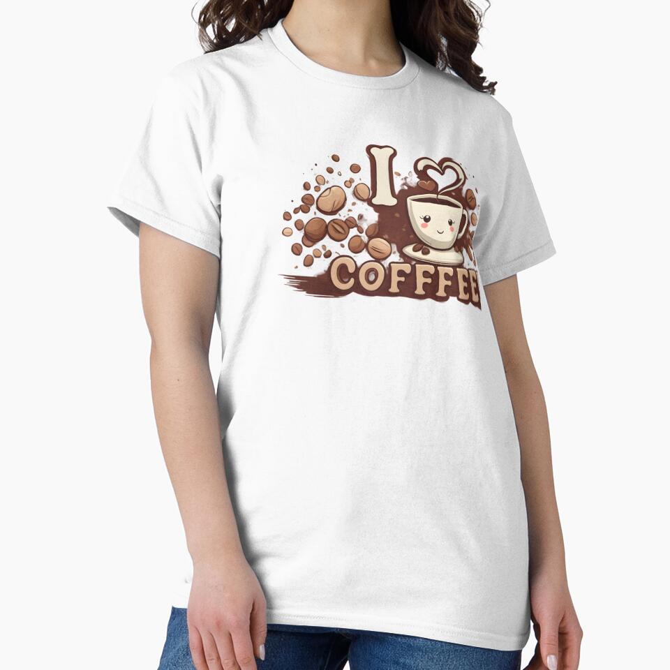 I Love Coffee Cute Cup and Beans Illustration by DZ-Merch