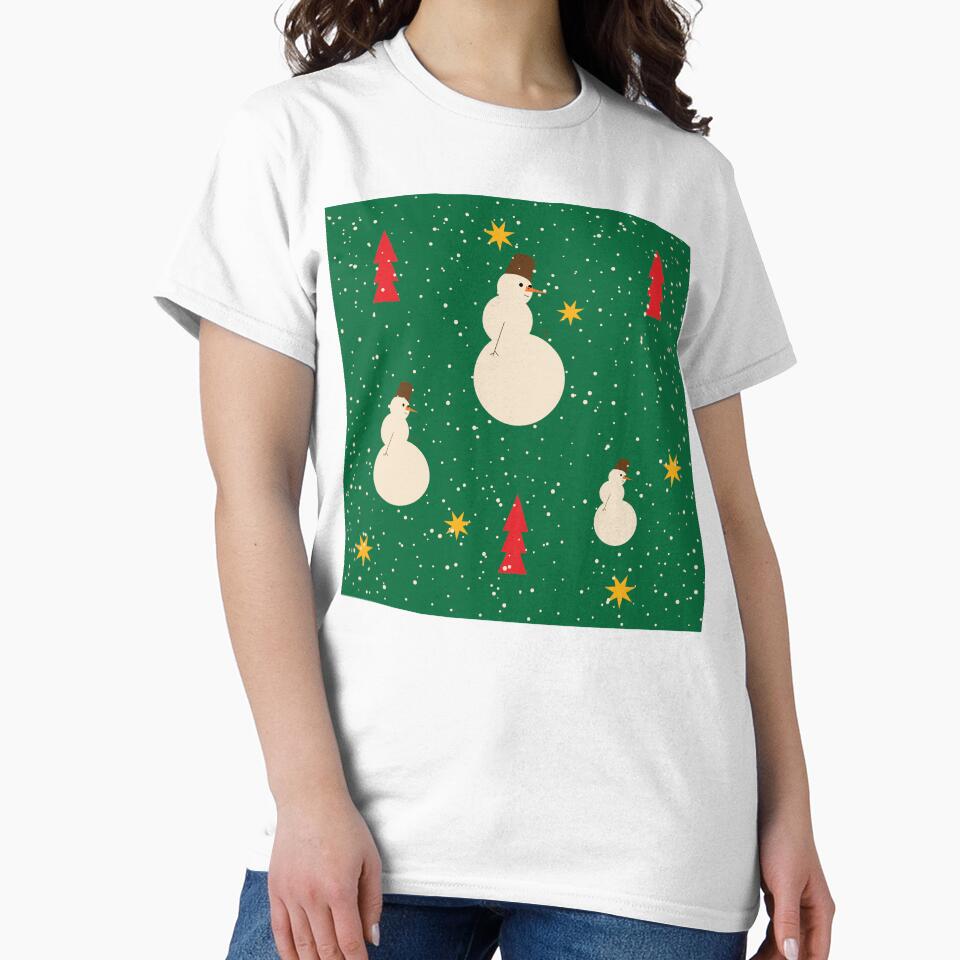 Green Christmas Snowman Pattern by photossmirnov